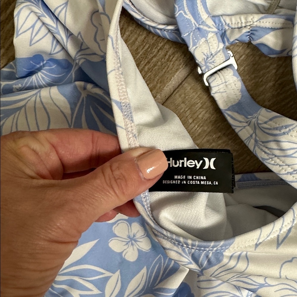 Hurley Blue and White Floral One Piece Swimsuit - Picture 5 of 8